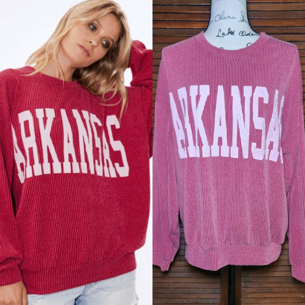 Bucket List Graphic Arkansas Ribbed Oversized Sweatshirt